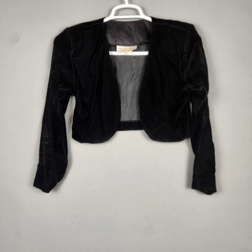 Vintage Hearts Dress Womens Small 3/4 Black Peplum‎ Velvet 2 Piece Made USA 80s - Picture 13 of 16